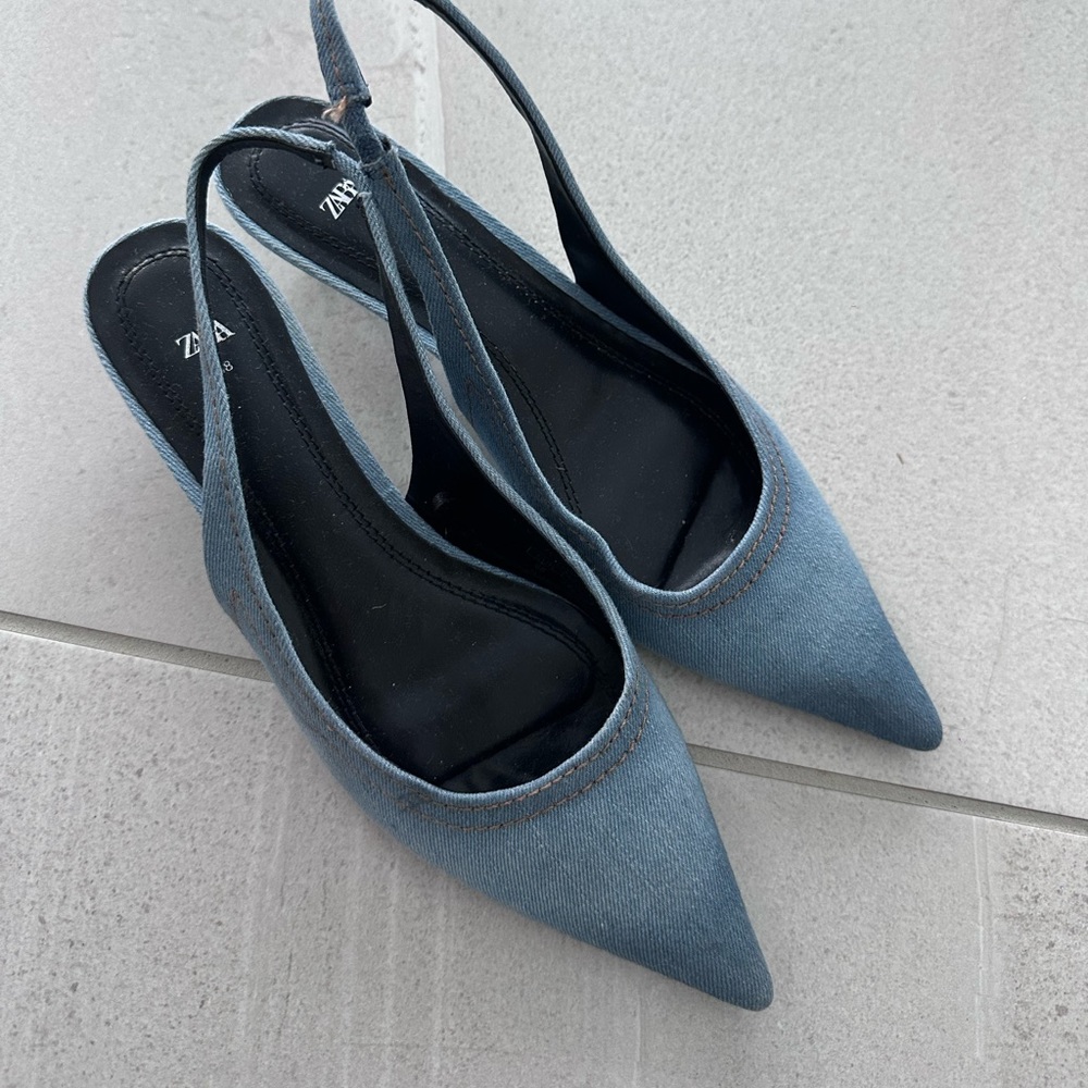 Zara Denim Kitten Heels
